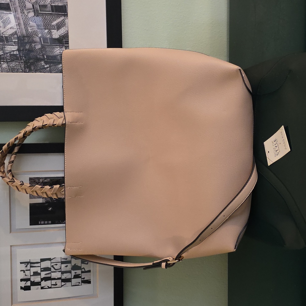 Elegant Pink/Cream Oversized Tote Bag